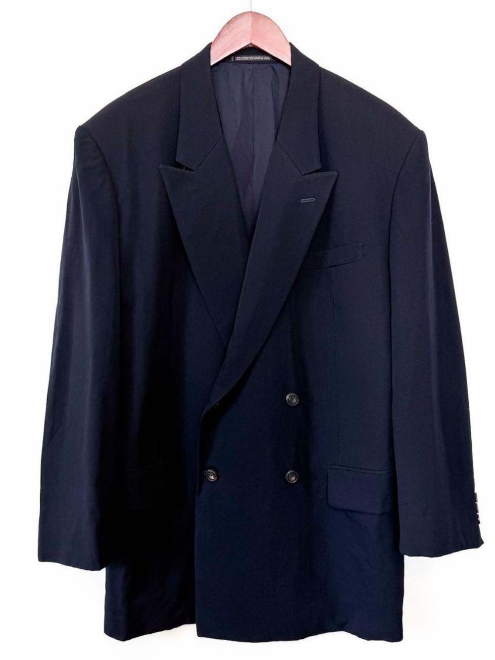 Yohji Yamamoto Black 100% Wool Long Double Breasted Blazer Jacket men’s